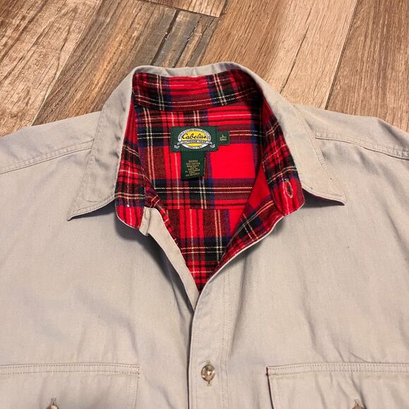 Cabela's Shacket Mens Long Sleeve Flannel Lined Button Up Heavy Large / Tall - Picture 3 of 8
